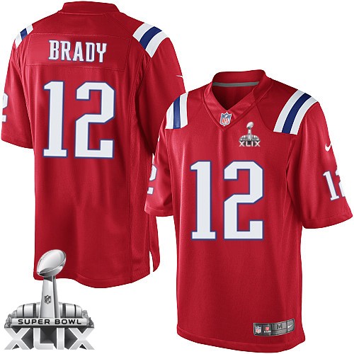 Youth Elite Tom Brady Super Bowl XLIX Nike Jersey Red Alternate - #12 NFL New England Patriots